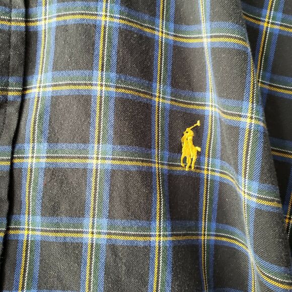 Ralph Lauren Blake Mens M Blue Windowpane Plaid Button Front Shirt - Picture 4 of 4